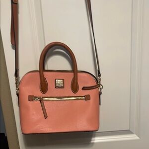 Dooney & Bourke Peach and Tan Leather Satchel